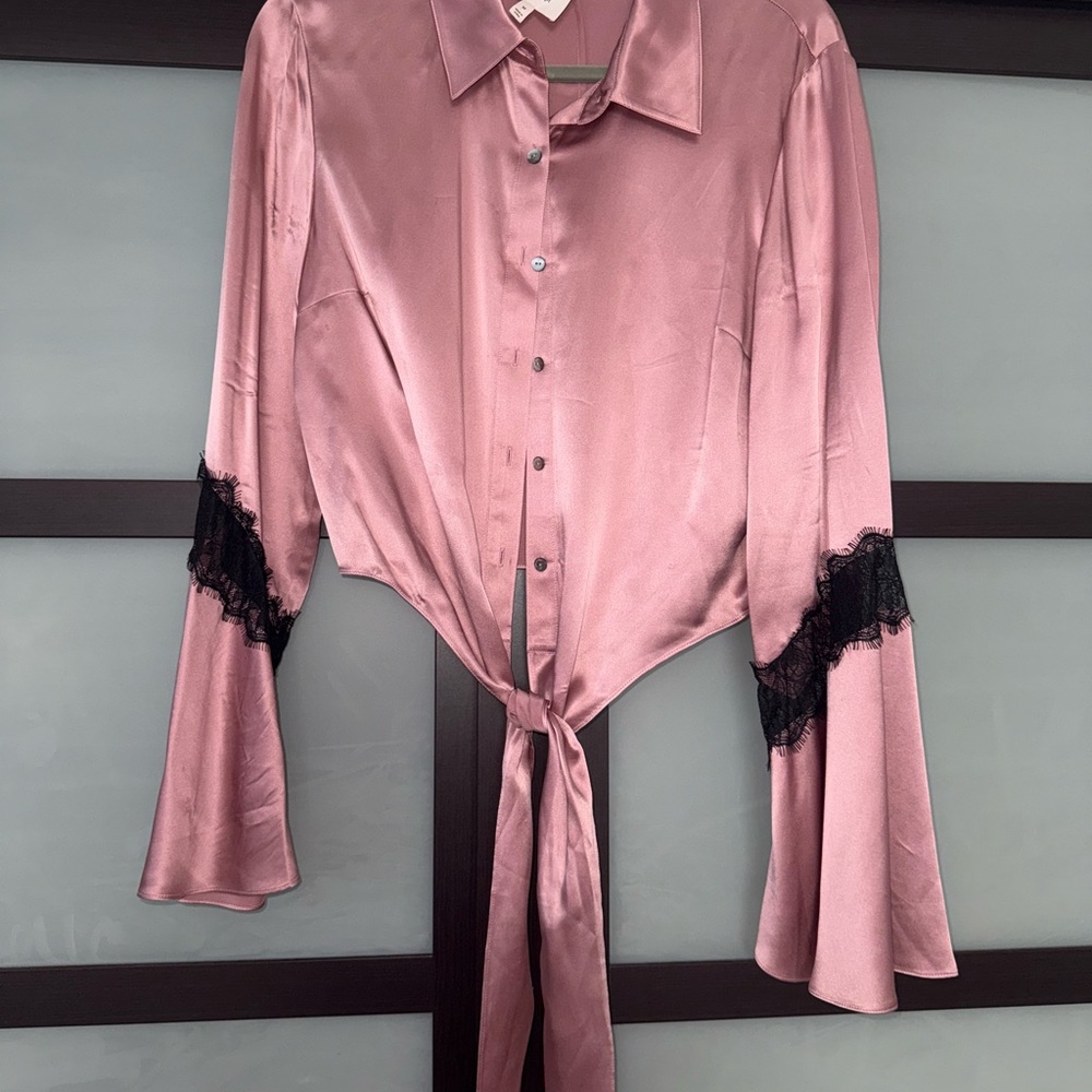 Cinq a Sept Mauve Satin Blouse